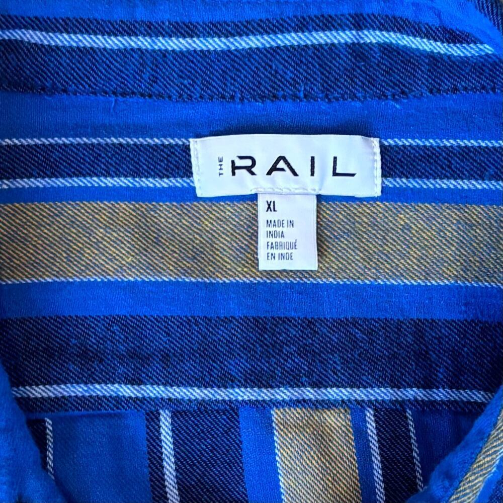 The Rail Nordstrom Woven Button Down Shirt Lightweight Blue Stripe Mens Size XL - Picture 2 of 7